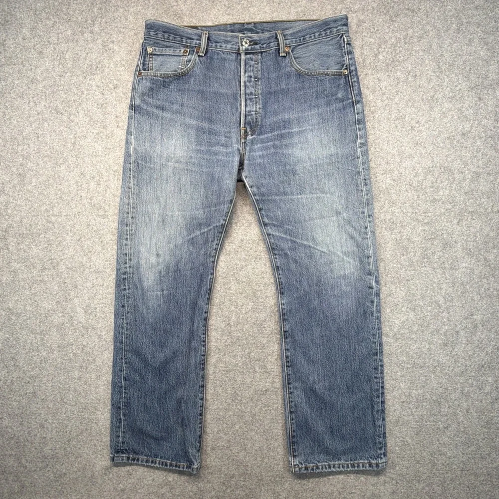 Levi's 501 Jeans Mens 36x30 Blue Denim Straight Leg Button Fly Made In Mexico